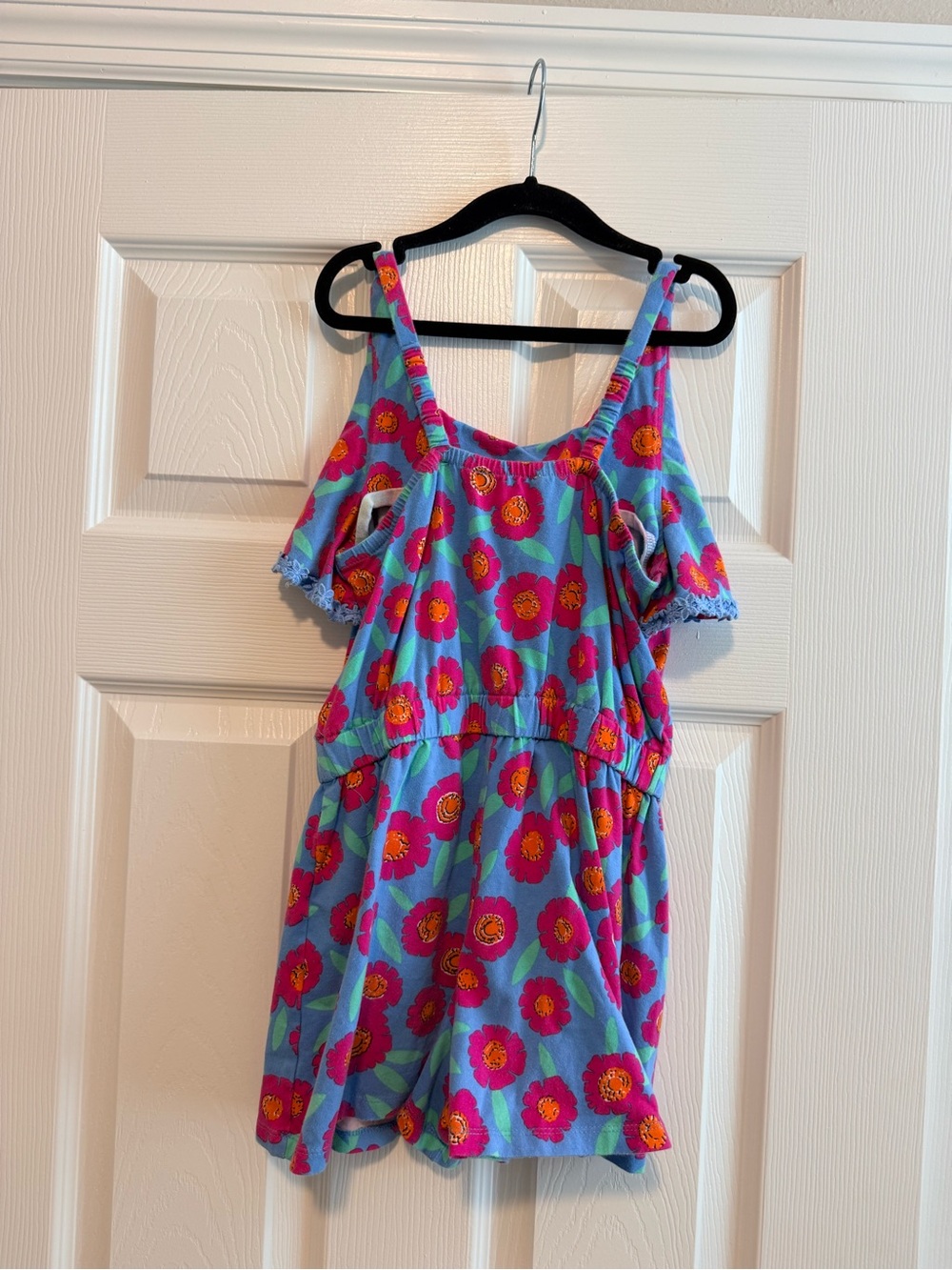 kate spade Blue Floral Girls' Romper with Pink Flowers - Picture 4 of 5